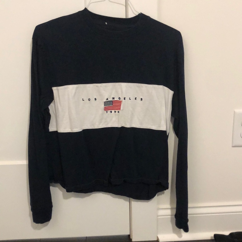 long sleev brandy tee with american flag